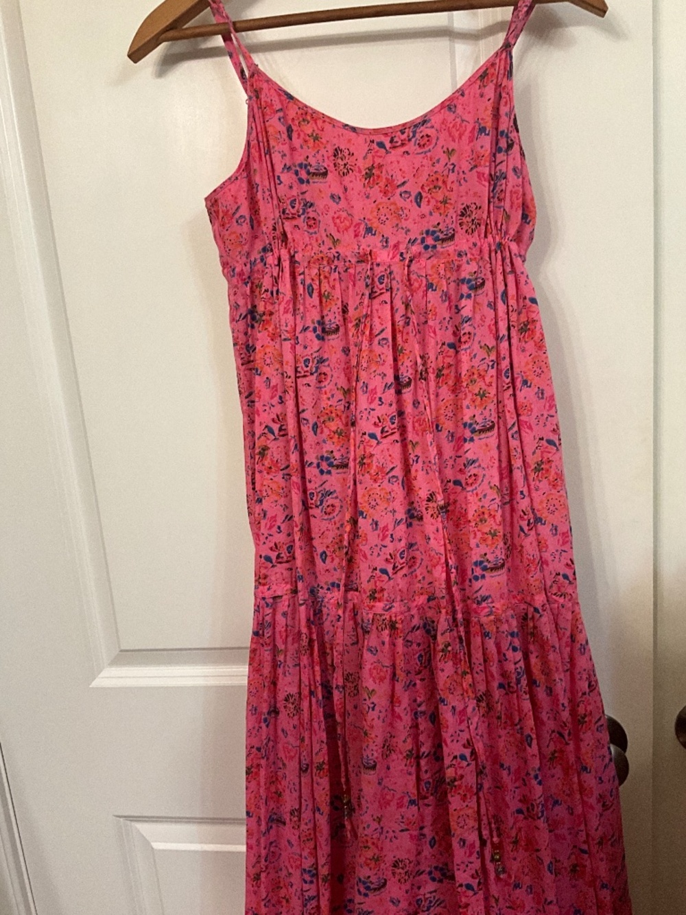 DKNYC PINK floral cami maxi dress size s